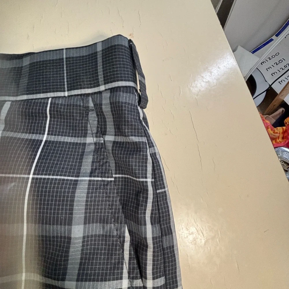 PGA Tour Black and White Grid Flat Front Shorts